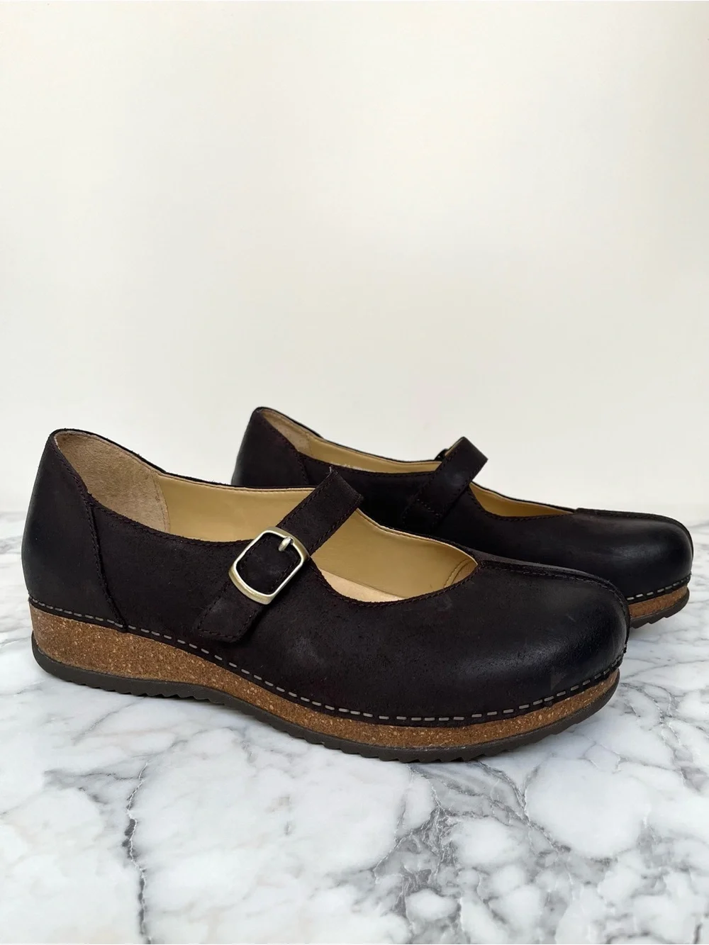 Dansko Mika Burnished Suede Women's Mary Jane Shoe Brown EU Size 41 10.5/11